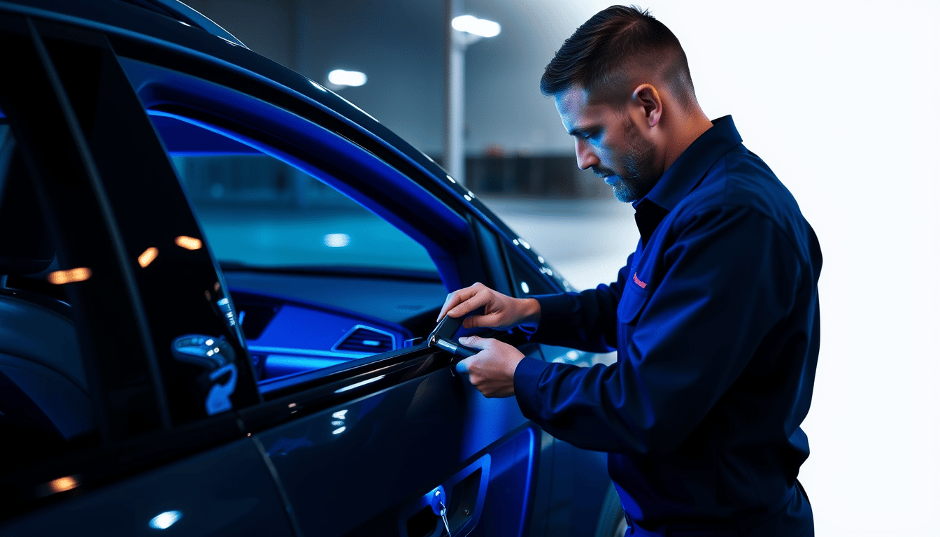 Locksmith unlocking car