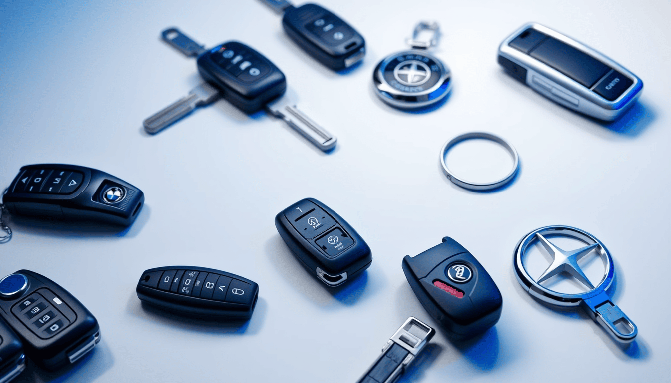 Car keys from various manufacturers