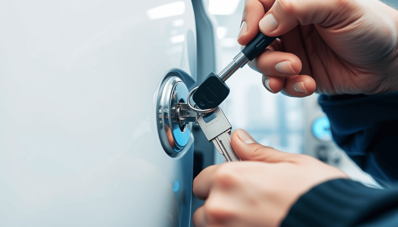 Automotive locksmith extracting broken key